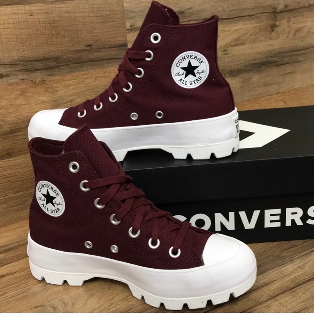 New Converse Women's Maroon High-Top Lugged Sole Sneakers size 6